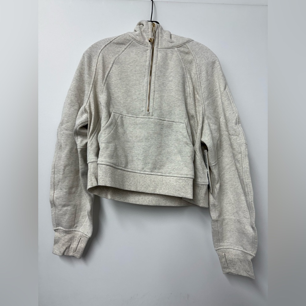 LuluLemon Scuba Oversized Half-Zip Hoodie in Heathered Bone/Gold